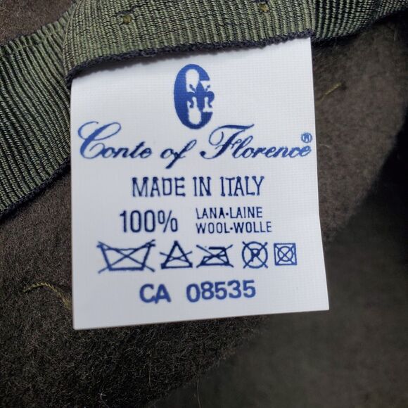 Conte of Florence Vintage Women\'s Olive 100% Wool Fedora Hat Made In Italy